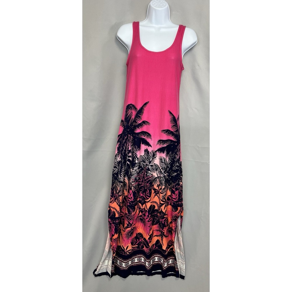 Tommy Bahama Swimsuit Cover Up Maxi Dress Sz Small Ombre Palm Bright Pink